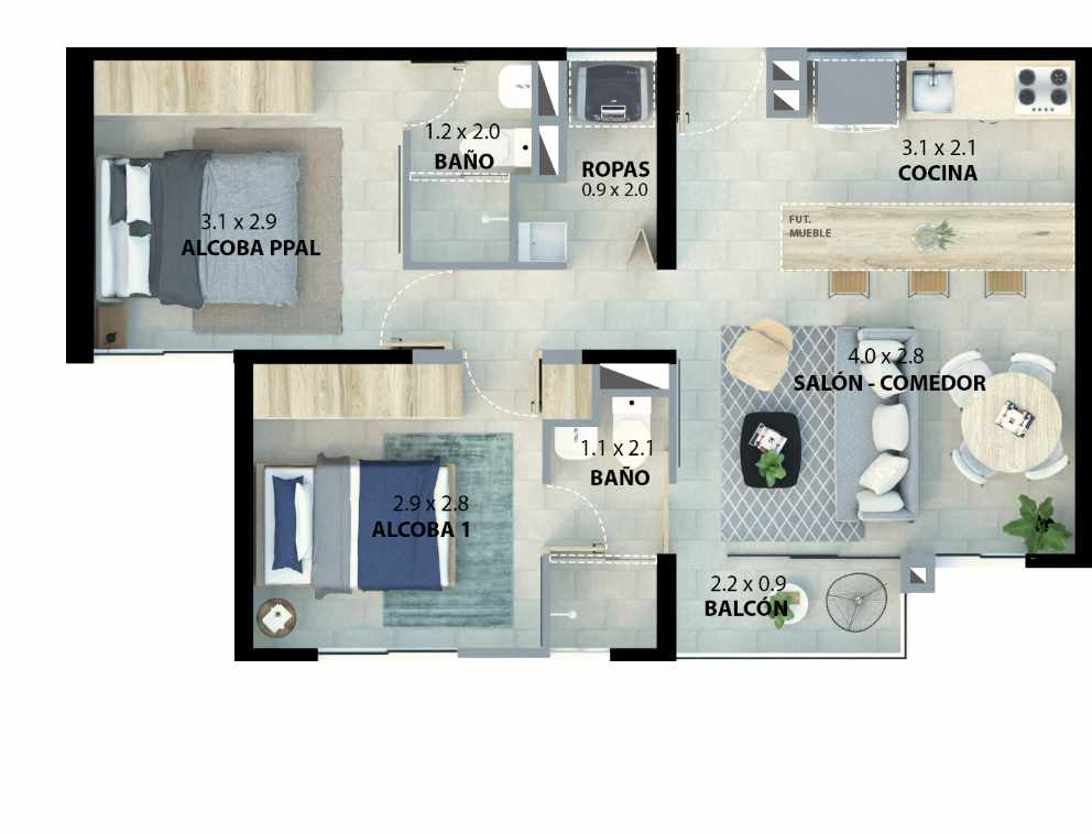 apartamentos selva T3 3-54m2